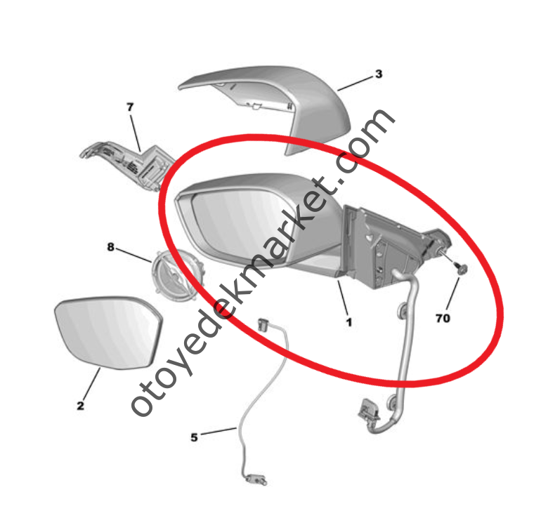 Peugeot 308 (2022-2025) Sağ Dikiz Aynası (Orijinal)