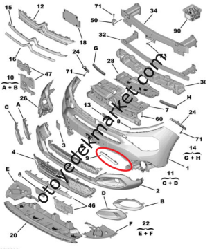 Citroen C4 (2021-2024) Ön Tampon Sol Lamba Çıtası (Krom Gri Renginde) (İthal)