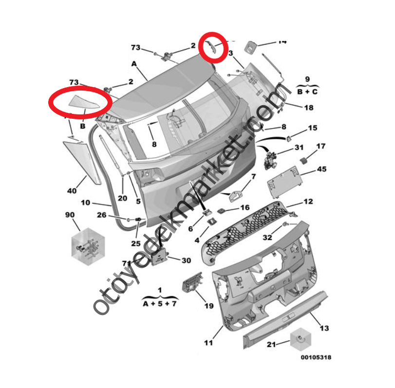 Peugeot 3008 (2021-2023) Arka Bagaj Kapağı Çıtası (Orijinal)