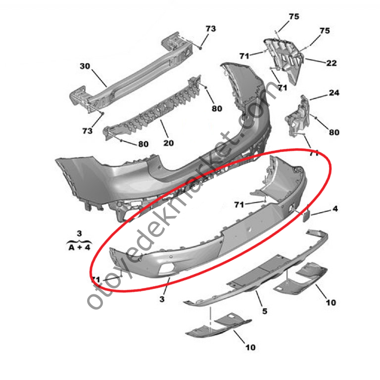 Citroen C4 X (2021-2024) Arka Tampon Eteği (Orijinal)