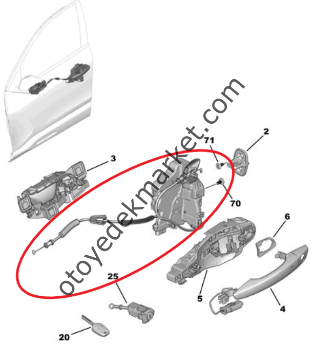 Citroen C4 X (2021-2024) Sol Ön Kapı Kilidi (Orijinal)