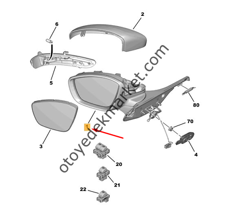 Citroen C3 (2017-2024) Sağ Dikiz Aynası (Orijinal)