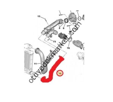 Cİtroen C3 Aircross (2017-2024) 1.2 Benzinli, 1.6 Hdi ve 1.5 Hdi Turbo İntercooler Alt Hortumu (Ytt)