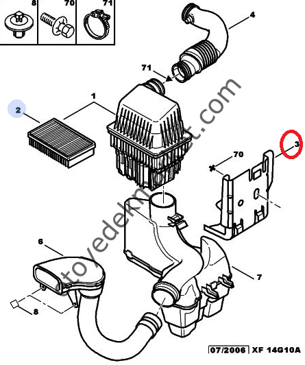 PEUGEOT 307 (2002-2008) 1,6 HDI HAVA FİLTRE TUTUCU DEMİRİ