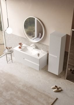 Orka Moonlight 120 Banyo Dolabı + Boy Dolabı 40 Beyaz ( Boy Dolabı Dahildir )