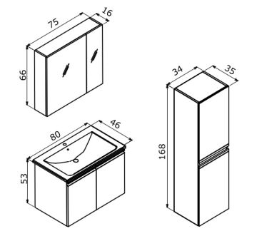Orka Terme 80 Banyo Dolabı Beyaz (Boy Dolabı Hariçtir)