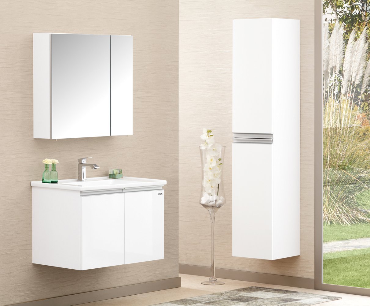 Orka Terme 80 Banyo Dolabı + Boy Dolabı 35 Beyaz (Boy Dolabı Dahildir)