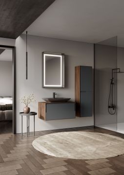 Orka Craft 80 Banyo Dolabı Ceviz / Mat Antrasit ( Boy Dolabı Hariçtir )