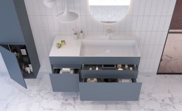 Orka Lusso 120 Banyo Dolabı Mavi (Boy Dolabı Hariçtir)