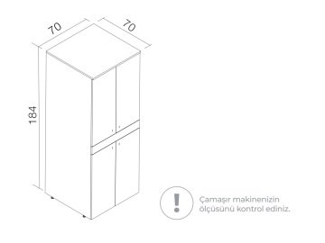 Orka Çamaşır Makinesi Dolabı + Kurutma Makinesi Dolabı 70 Banyo Dolabı Beyaz