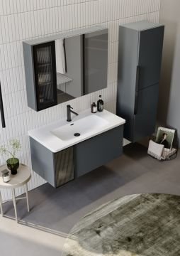 Orka Pure 100 Banyo Dolabı + Boy Dolabı 40 Antrasit (Boy Dolabı Dahildir)