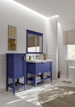 Orka Bastle 100 Banyo Dolabı + Boy Dolabı 48 Lacivert (Boy Dolabı Dahildir)