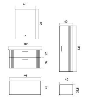 Orka Bari 100 Banyo Dolabı (Led Aynalı) + Boy Dolabı 40 Mat Soft Yeşil ( Boy Dolabı Dahildir )