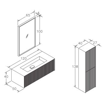 Orka Cube 120 Banyo Dolabı Vizon ( Boy Dolabı Hariçtir )