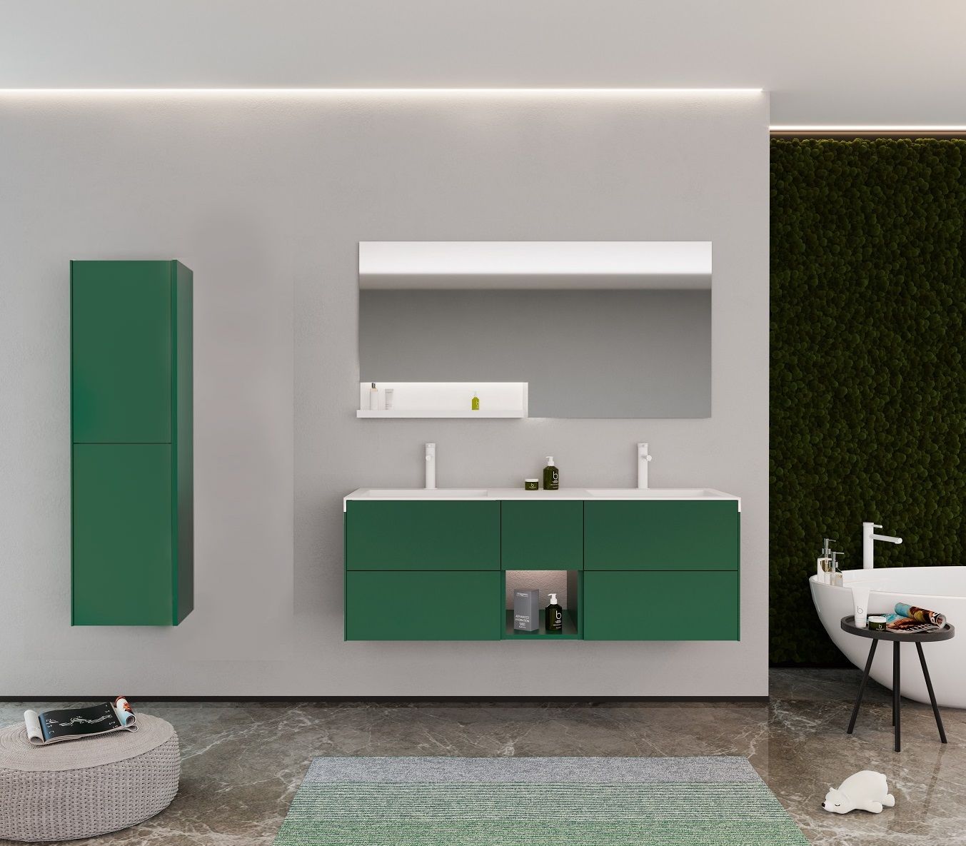 Orka Milano 140 Banyo Dolabı + Boy Dolabı 42 Yeşil ( Boy Dolabı Dahildir )