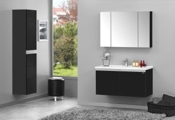 Orka Terme 100 Banyo Dolabı + Boy Dolabı 35 Siyah (Boy Dolabı Dahildir)