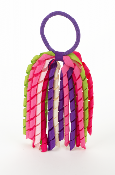 Pembe mor yesil lastikli toka
