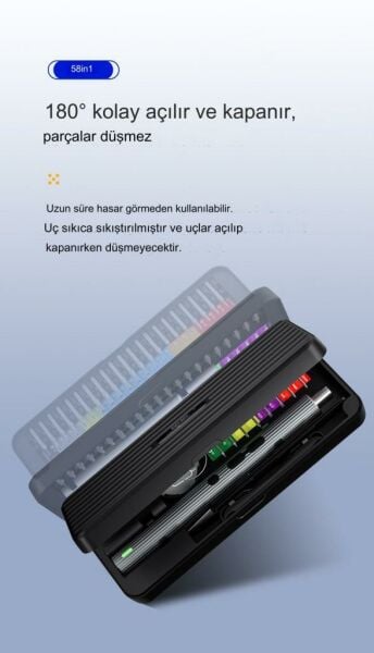 UF TOOLS 882058 58 Parça Hassas Elektrikli Tornavida Seti S2 Çelik Uçlu Taşınabilir Tornavida