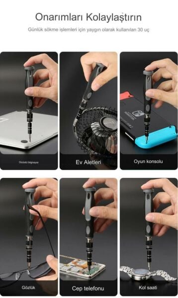 UF TOOLS KS-840084 32 Parça Taşınabilir Şeffaf Kutulu Hassas Manyetik Mini Tornavida Seti