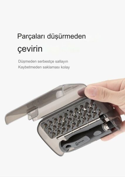 UF TOOLS KS-840084 32 Parça Taşınabilir Şeffaf Kutulu Hassas Manyetik Mini Tornavida Seti