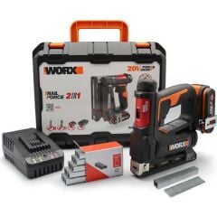 Worx WX843 20VOLT/2.0AH. Li-Ion Şarjlı Profesyonel 6-14MM Zımba ve 15MM Çivi Çakma + 3500 Zımba ve Çivi