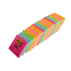 Post-it® Super Sticky Notluk Renkli 18 adet. 76x76mm. 90 yaprak
