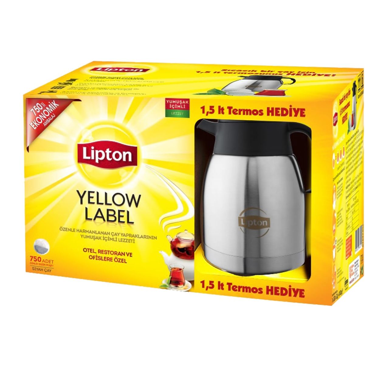 Lipton Yellow Label 750 li Demlik Poşet Çay + Termos