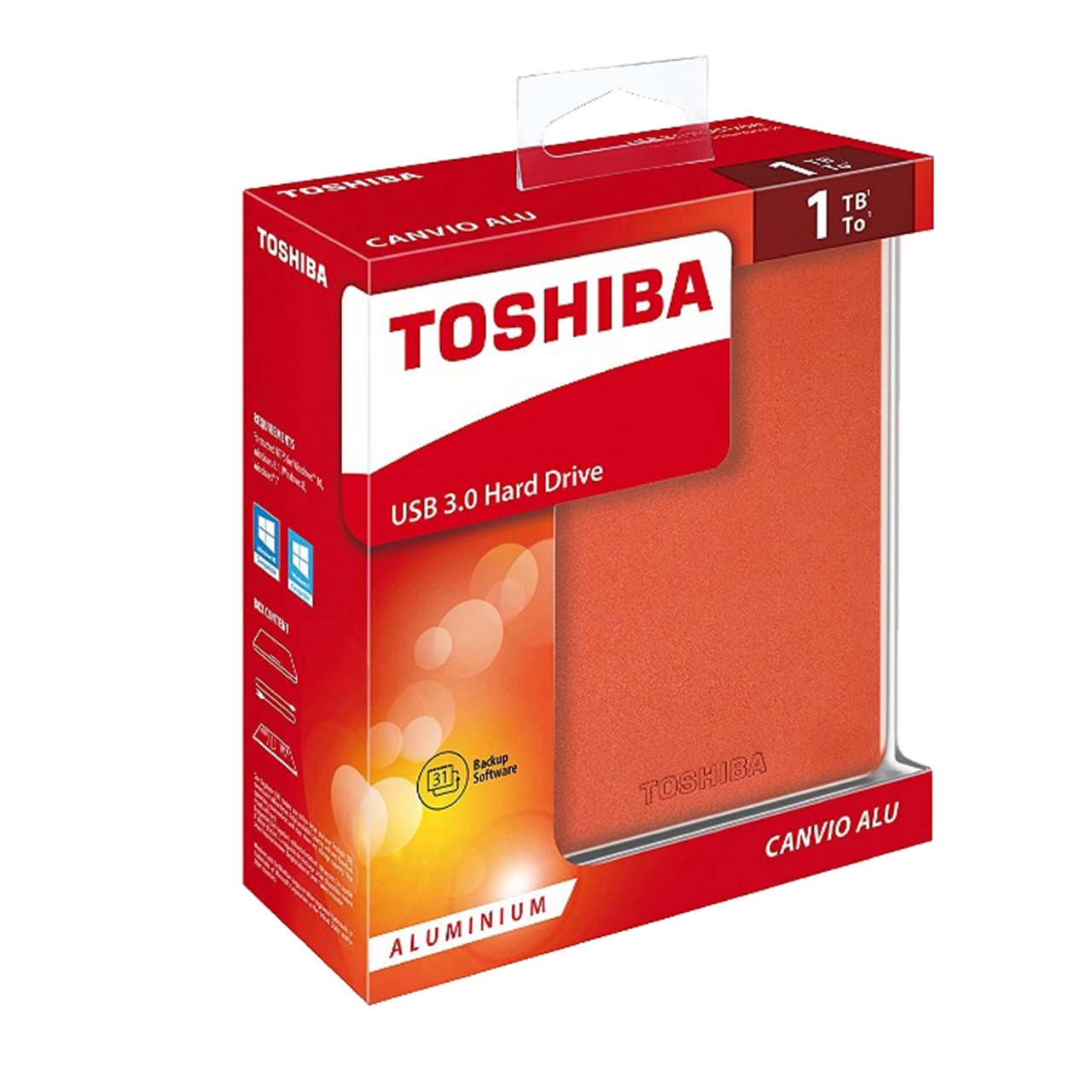 Toshiba Canvio ALU 1TB 2.5'' Kırmızı Taşınabilir Disk HDTH310ER3AB