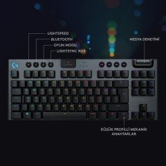 Logitech G G915 Lightspeed RGB  Oyuncu Klavyesi Tam Boyutlu İngilizce Q Kablosuz