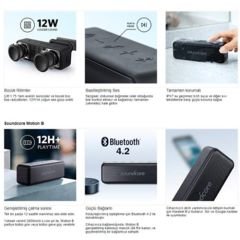 Anker SoundCore Motion B Bluetooth Hoparlör - 12W Stereo Ses - IPX7 Suya Dayanıklılık