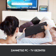 Logitech K400 Plus Dokunmatik Kablosuz Siyah Smart Tv Klavye