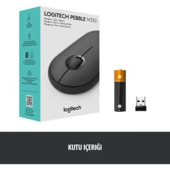 Logitech M350 Pebble Sessiz Kablosuz Kompakt Mouse - Siyah
