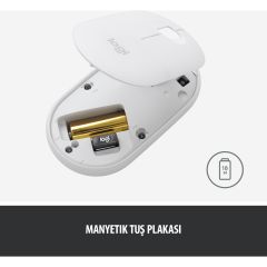 Logitech M350 Pebble Sessiz Kablosuz Kompakt Mouse - Beyaz