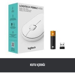 Logitech M350 Pebble Sessiz Kablosuz Kompakt Mouse - Beyaz