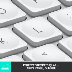 Logitech MX Keys Mini Mac İçin Minimalist Kablosuz Aydınlatmalı İngilizce Q Klavye - Beyaz