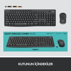 Logitech MK295 Sessiz Kablosuz Türkçe Klavye Mouse Seti - Siyah