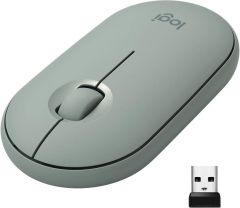 Logitech M350 Pebble Sessiz Kablosuz Kompakt Mouse - Yeşil Ökaliptüs