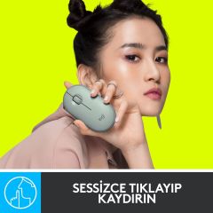 Logitech M350 Pebble Sessiz Kablosuz Kompakt Mouse - Yeşil Ökaliptüs