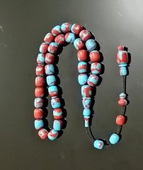 sistem püsküllü tamamı özel işçilikli kapsül kesim bordo mavi arizona firuze tesbih