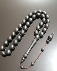 Sistem püsküllü tombul beyzi kesim siyah alman fiber tesbih