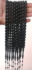 Sistem püsküllü tombul beyzi kesim siyah alman fiber tesbih