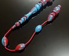 Sistem püsküllü özel işçilikli bordo mavi renkli beyzi kesim arizona firuze tesbih