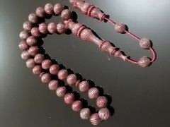 Sistem püsküllü çizgili bordo galalith özel üretim tesbih
