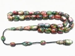 Sistem Püsküllü Özel İşçilikli Fransız Galalith Multi Color Tesbih
