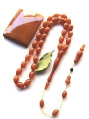 Özel Üretim İmzalı & Sikkeli Beyzi Kesim Sıkma Kehribar Tesbih