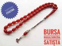 925 Ayar Gümüş Püsküllü Sıkma Kehribar Tesbih