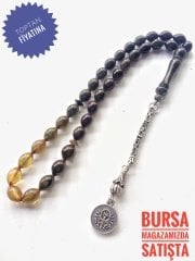 925 Ayar Gümüş Püsküllü Sıkma Kehribar Tesbih
