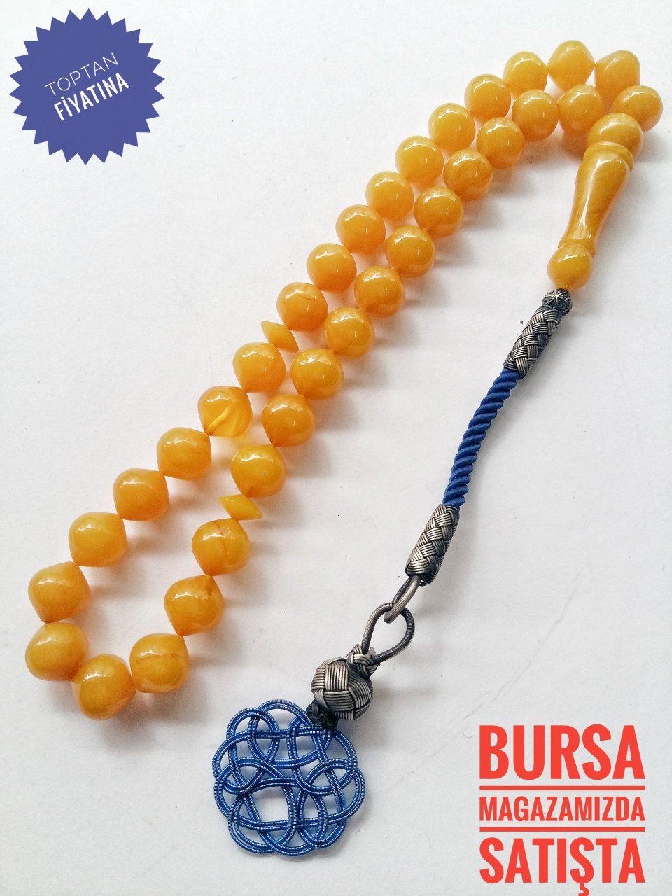 Kazaz Püsküllü Sıkma Kehribar Taraftar Tesbihi
