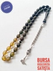 925 Ayar Gümüş Püsküllü Sıkma Kehribar Tesbih