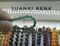 Sistem Püsküllü Özel İşçilikli Atölye Yapımı Uçlu Kapsül Kesim Ateş Kehribar Tesbih